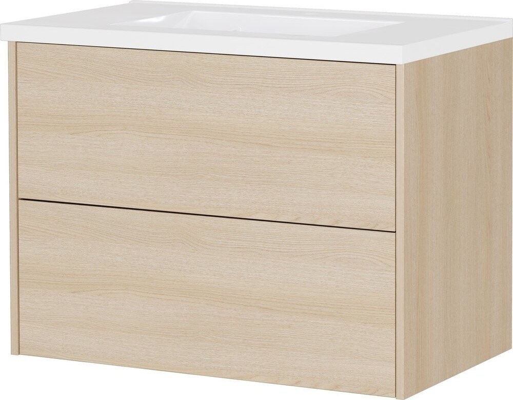 Závěsná skříňka pod umyvadlo v dekoru dubu v přírodní barvě 81x61 cm Bodera – Germania