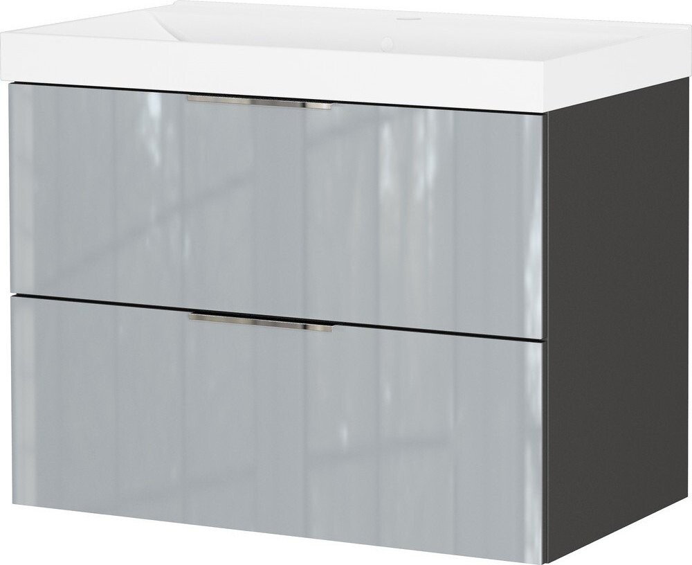 Šedá lesklá závěsná skříňka pod umyvadlo 81x65 cm Celano – Germania