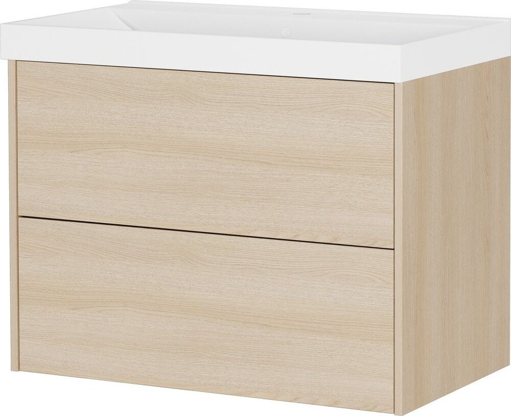 Závěsná skříňka pod umyvadlo v dekoru dubu v přírodní barvě 81x65 cm Bodera – Germania