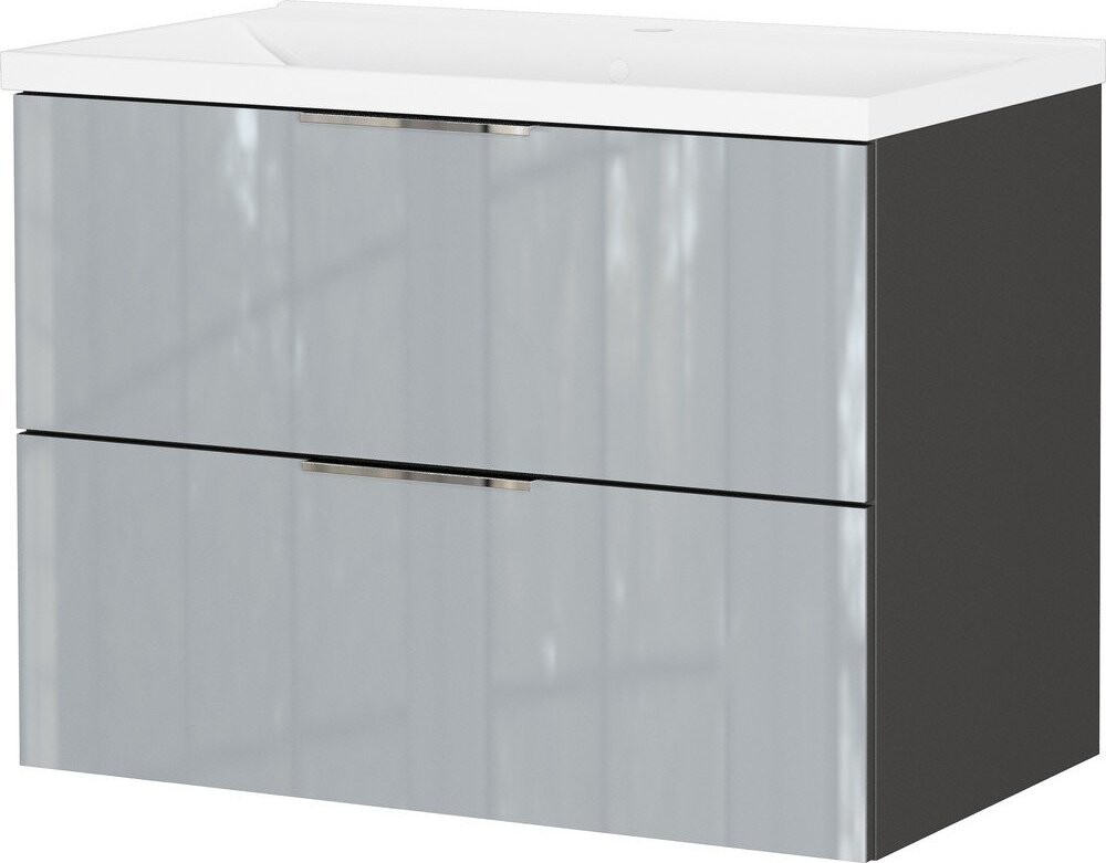Šedá lesklá závěsná skříňka pod umyvadlo 81x61 cm Celano – Germania