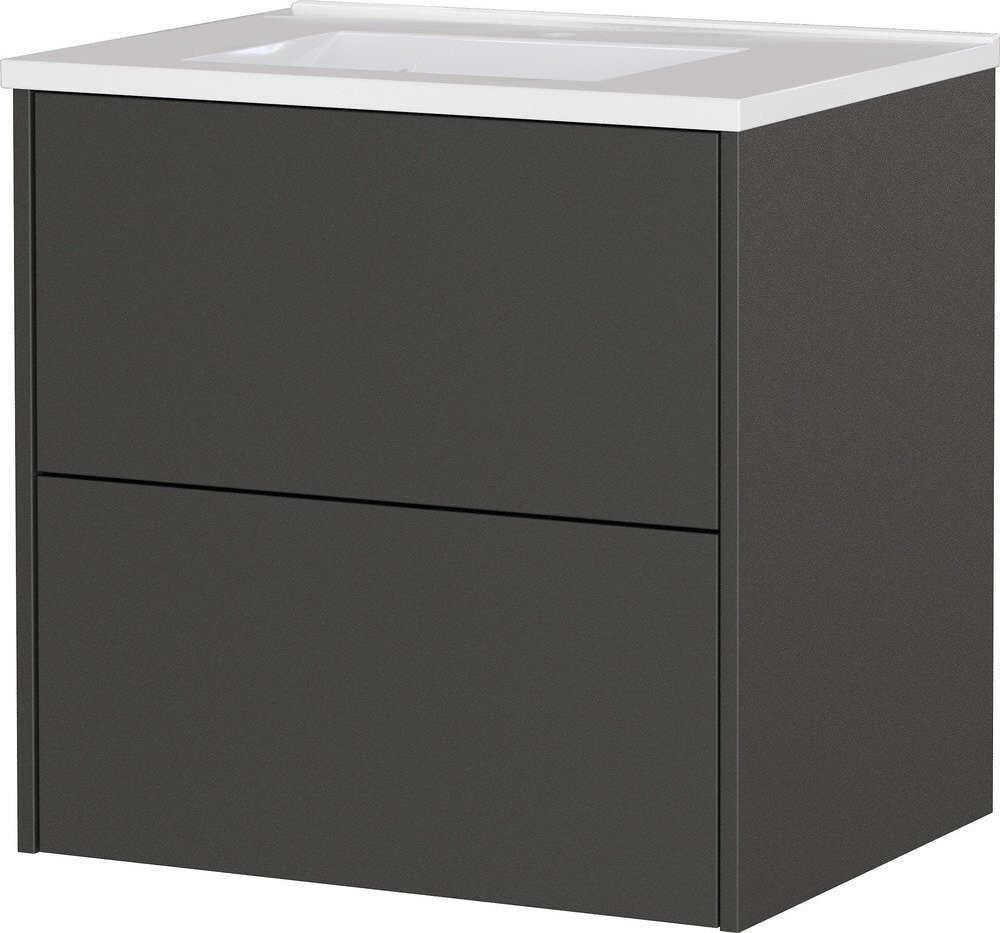 Antracitová matná závěsná skříňka pod umyvadlo 61x61 cm Bodera – Germania