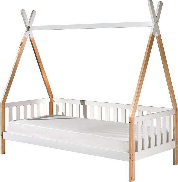 Bílá domečková dětská postel s roštem 90x200 cm Tipi - II. jakost – Vipack