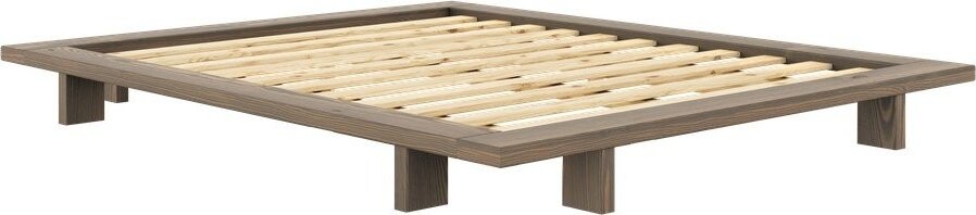 Hnědá dvoulůžková postel z borovicového dřeva bez čela s roštem 160x200 cm Japan - II. jakost – Karup