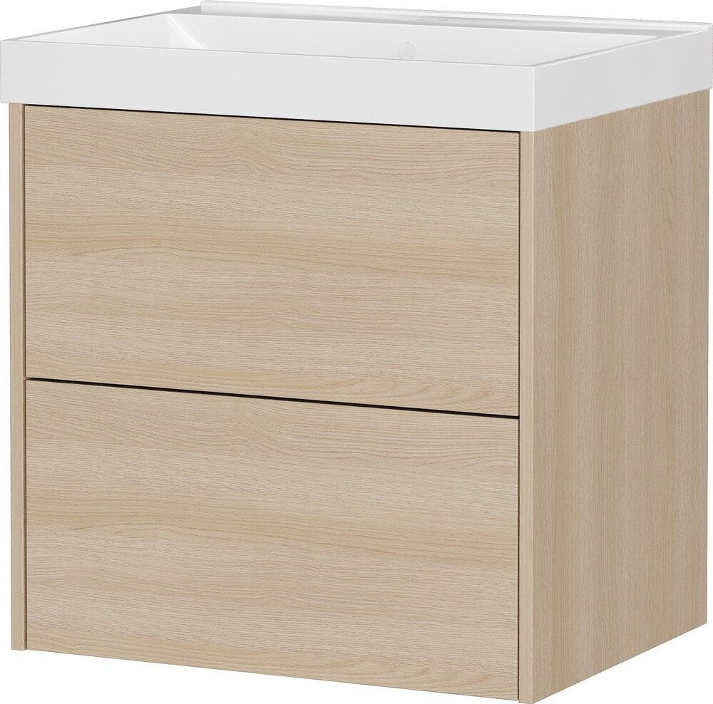 Závěsná skříňka pod umyvadlo v dekoru dubu v přírodní barvě 61x65 cm Bodera – Germania