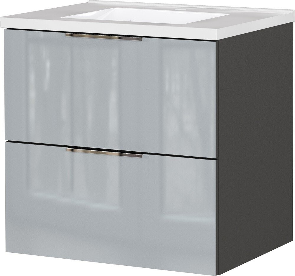 Šedá lesklá závěsná skříňka pod umyvadlo 61x61 cm Celano – Germania