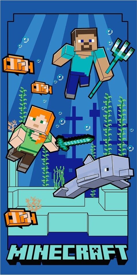 Modrá dětská osuška z mikrovlákna 70x140 cm Minecraft 