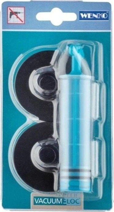Sada 2 černých samodržicích nástěnných adaptérů a pumpičky Wenko Vacuum-Loc Classic Plus