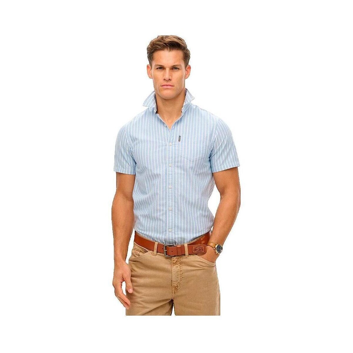 Superdry  Chemise manches courtes  Oxford  Modrá