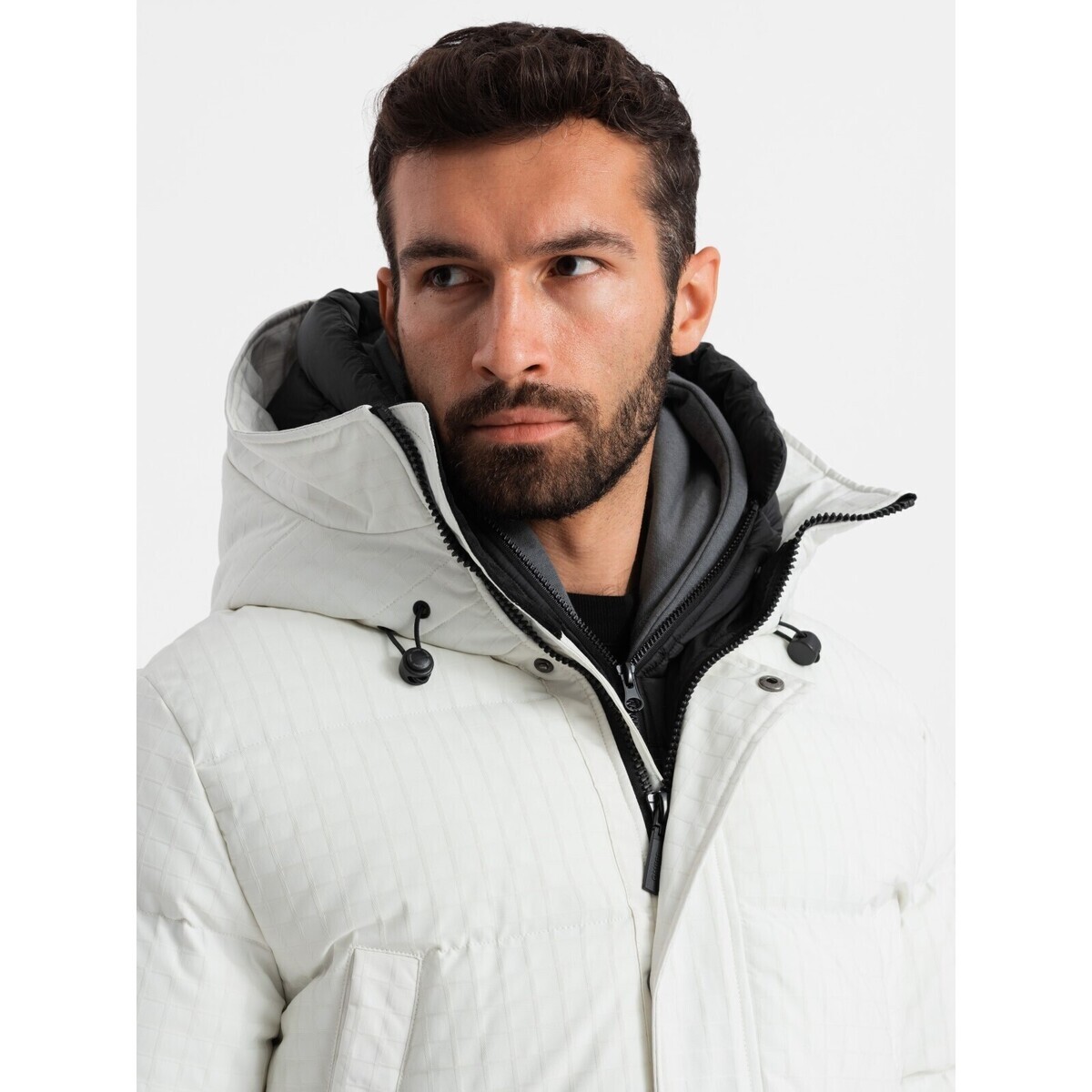 Ombre  Pánská parka Kenjo bílá  Bílá