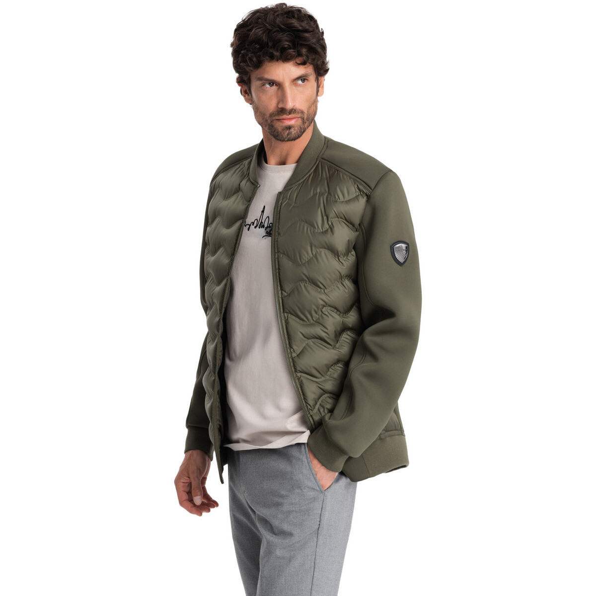 Ombre  Pánský bomber Mansaray tmavě olivová  Zelená