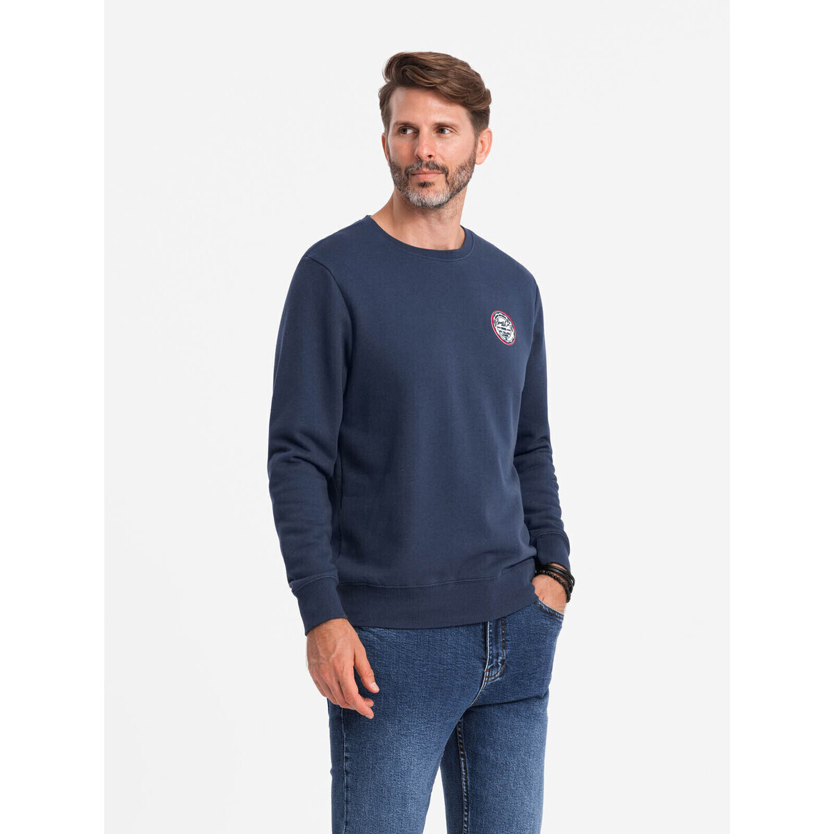 Ombre  Pánská mikina bez zapínání Condeh navy  Tmavě modrá