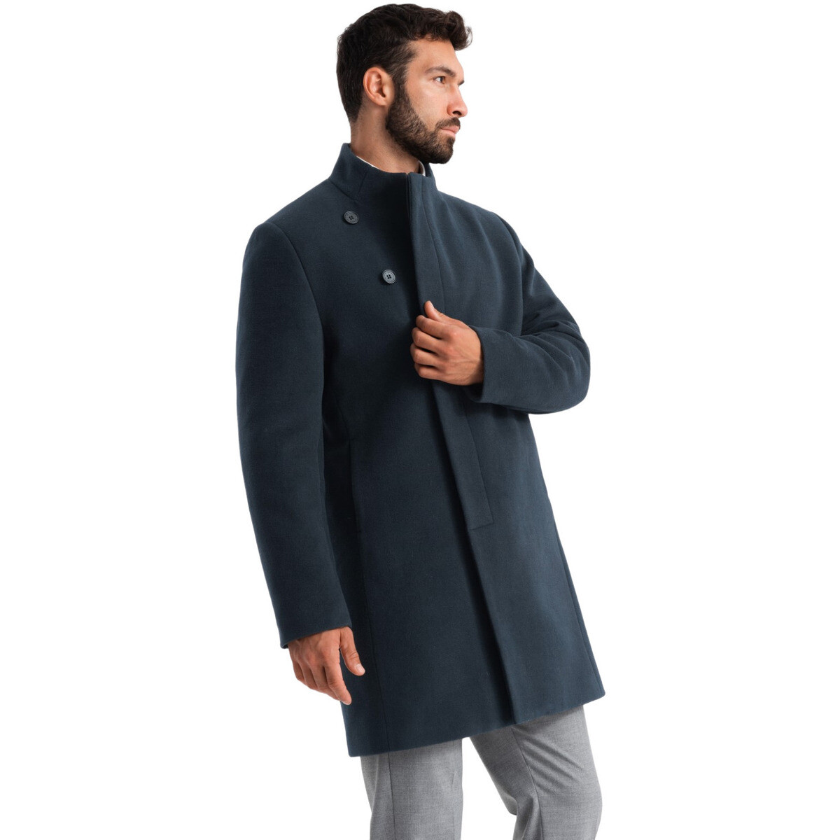 Ombre  Pánský kabát Shihab navy  Tmavě modrá