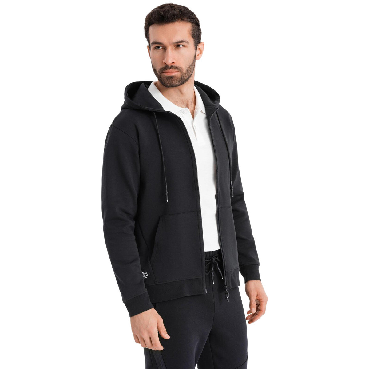 Ombre  Pánská mikina na zip Elisara černá  Černá
