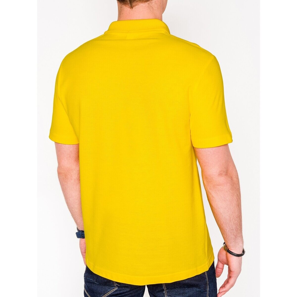 Ombre  Pánské basic polo tričko Sheer žluté XXL -  Hnědá