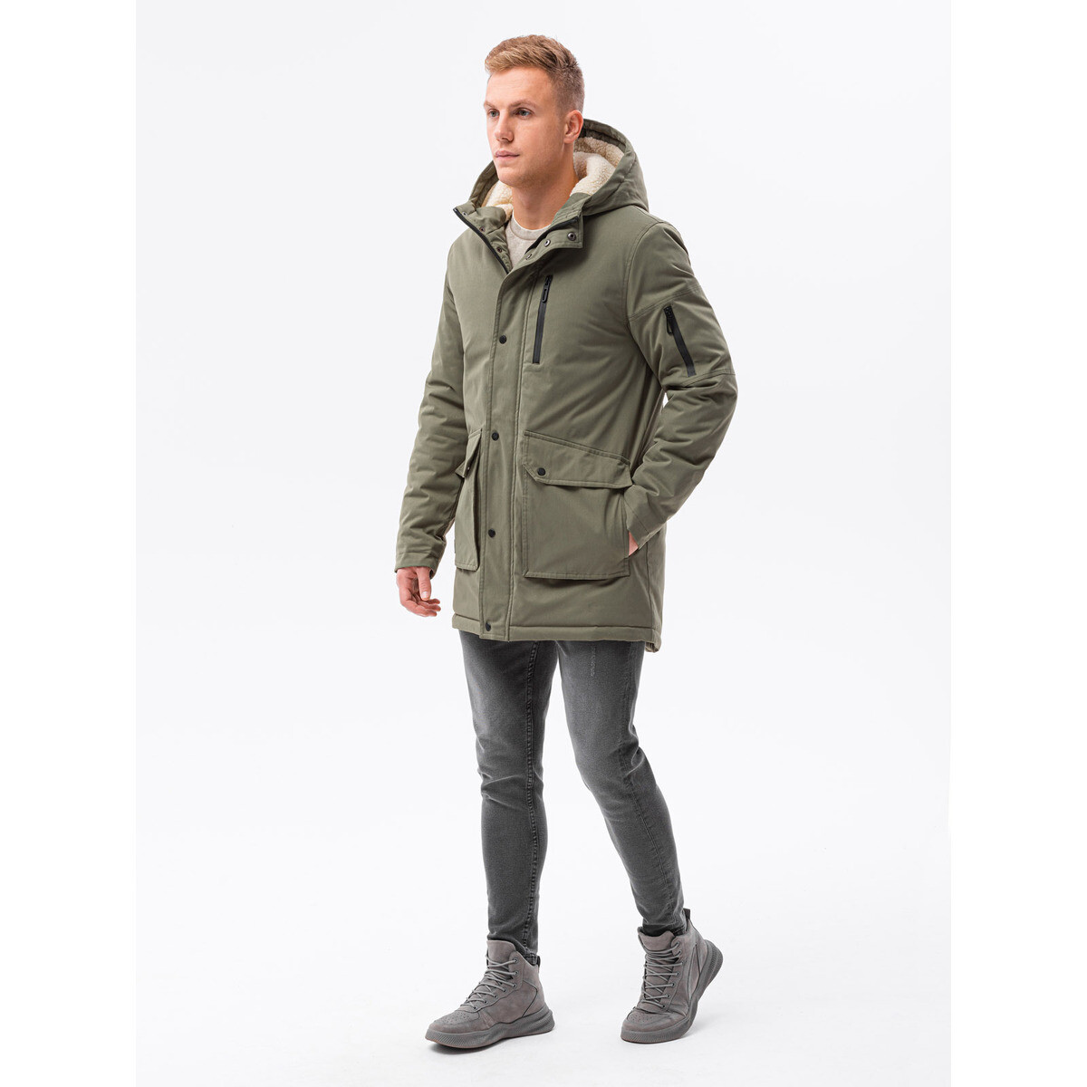 Ombre  Pánská parka Teuilae olivová  Zelená