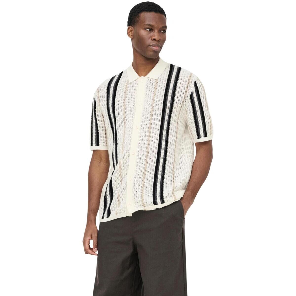 Only & Sons   Onsleon Reg Ss Shirt Knit 22036679  Bílá