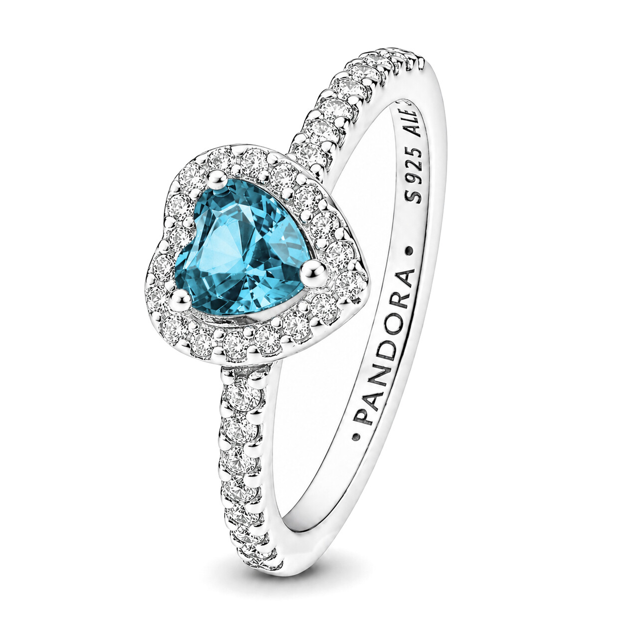 Pandora Stříbrný prsten se světle modrým srdcem Timeless 198421C10 56 mm