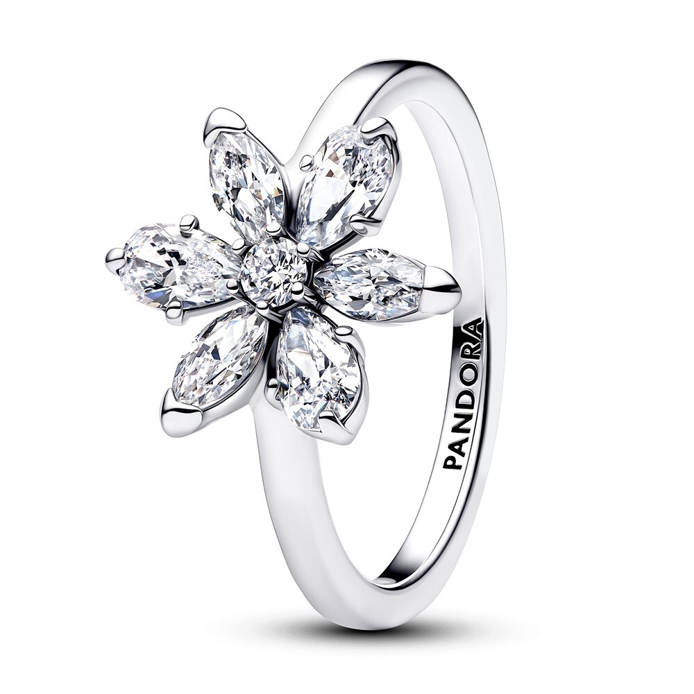 Pandora Stříbrný prsten se zirkony Třpytivý květ Timeless 193000C02 52 mm