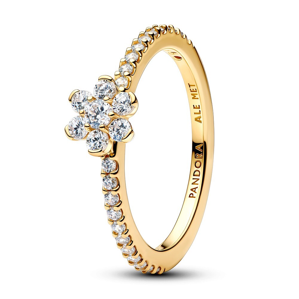Pandora Pozlacený prsten Čirá květina Shine Timeless 164499C01 52 mm