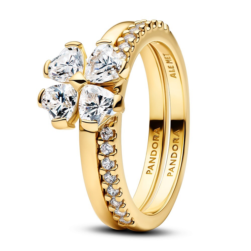 Pandora Rozdělitelný pozlacený prsten Čtyřlístek Shine 194507C01 54 mm