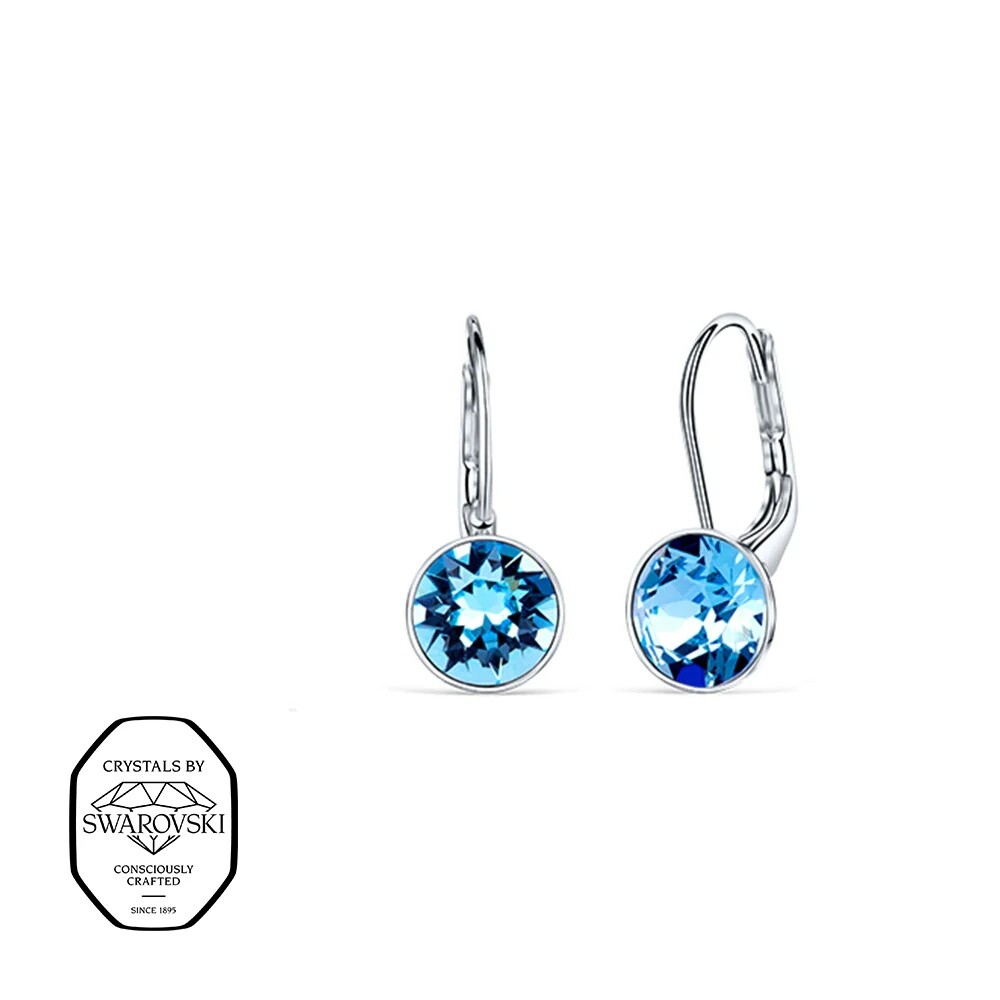 CRYSTalp Ocelové náušnice s krystaly Swarovski Diana 4119.AQU.E