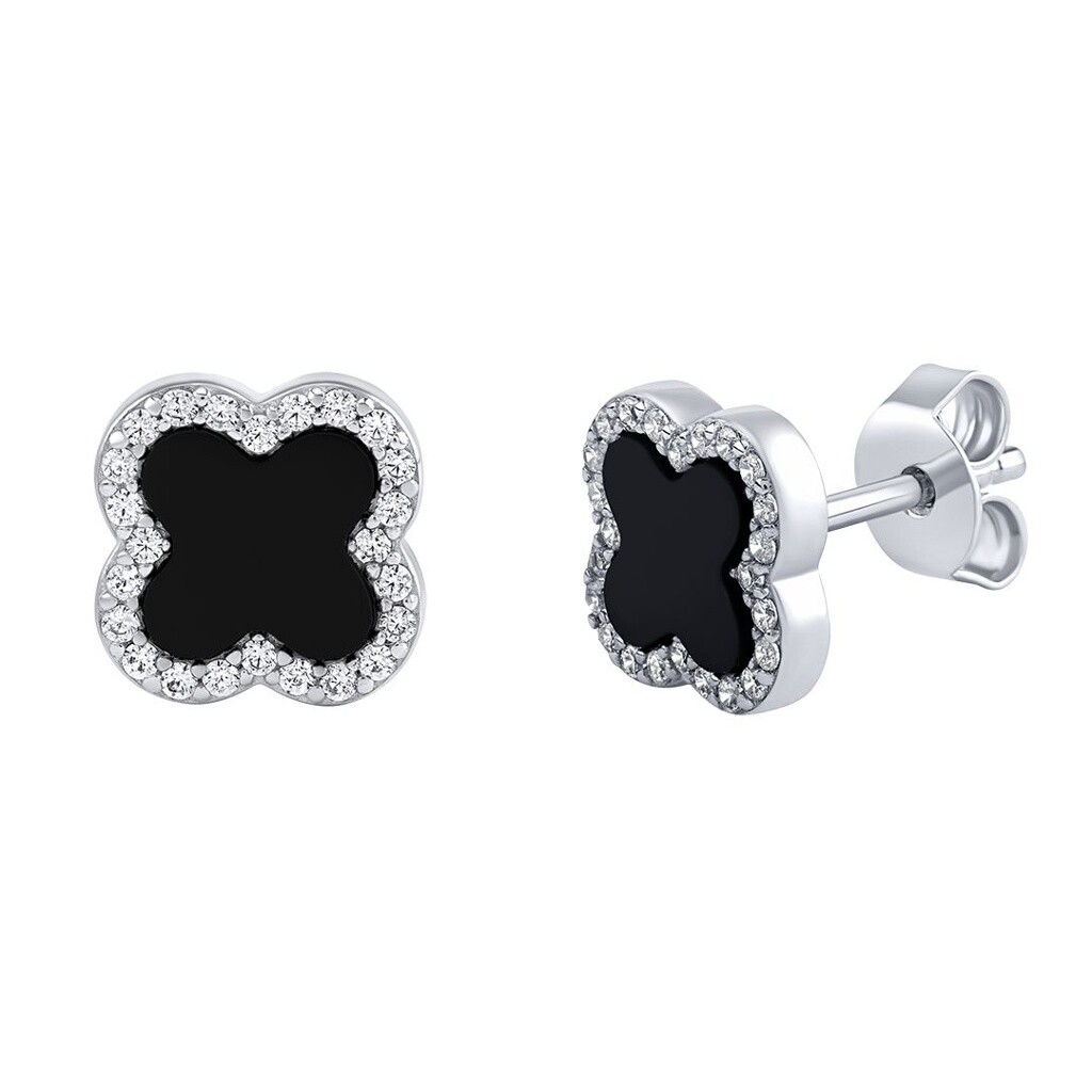 Silvego Stříbrné náušnice čtyřlístek Jonet s Brilliance Zirconia MW02866E