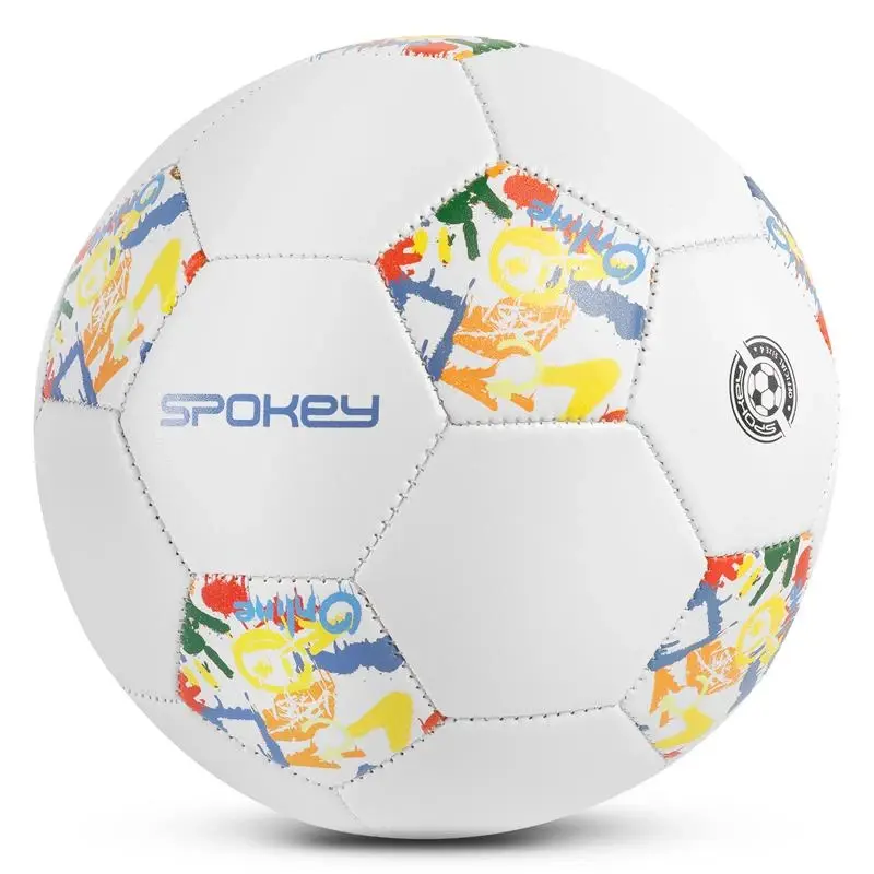 Spokey GOAL KIDS Dětský fotbalový míč, bílý s barevným vzorem