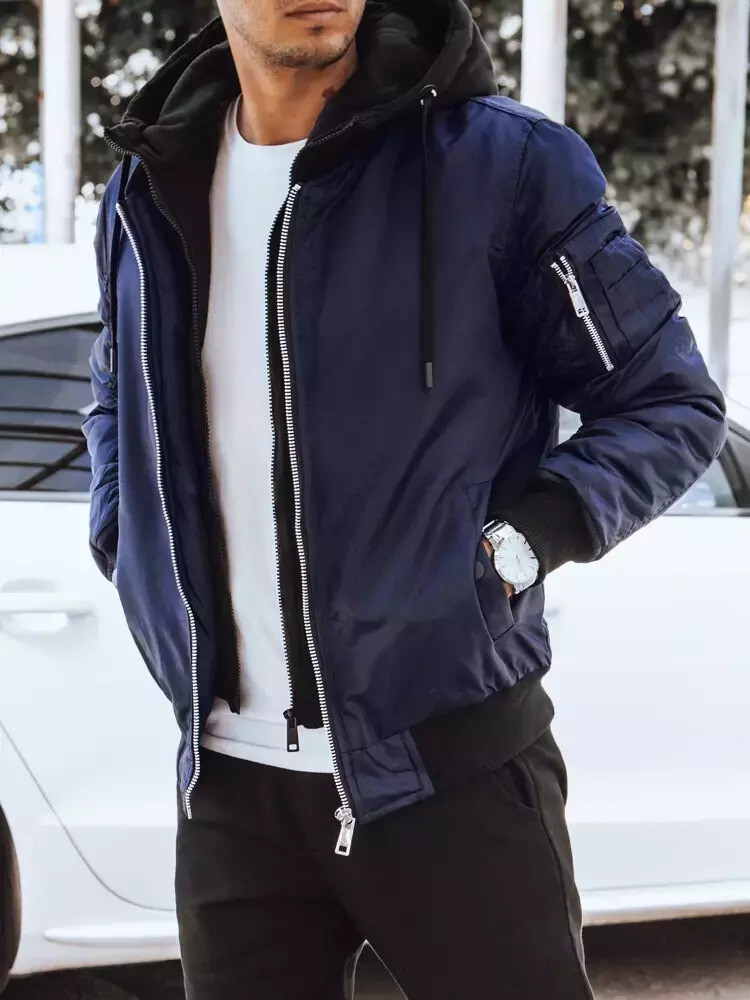 Tmavě modrý bomber s kapucí TX4189 Velikost: 2XL