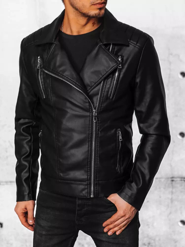 Černá pánská koženková bunda TX4385 Velikost: 2XL