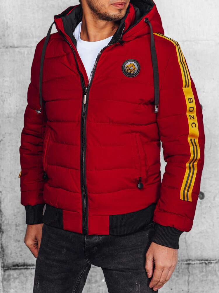 Bordó zimní prošívaná bunda s postranním pruhem TX4651 Velikost: 3XL
