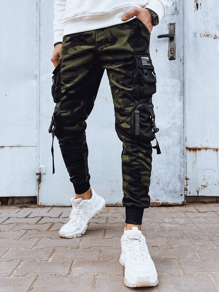 Zeleno-černé maskáčové cargo tepláky UX4207 Velikost: 2XL