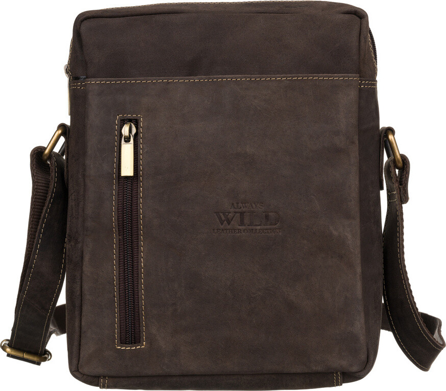 Always Wild Pánská kožená messenger taška s kapsami MN-6-MH-1876 BROWN Velikost: ONE SIZE