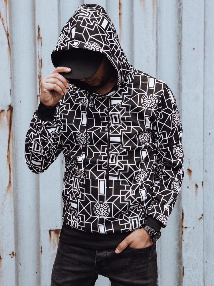 Bílo-černá pánská mikina s kapucí BX5763 Velikost: 2XL