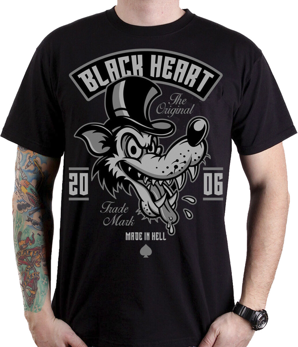tričko hardcore pánské - WOLF - BLACK HEART - 27652 001-0089-BLK M