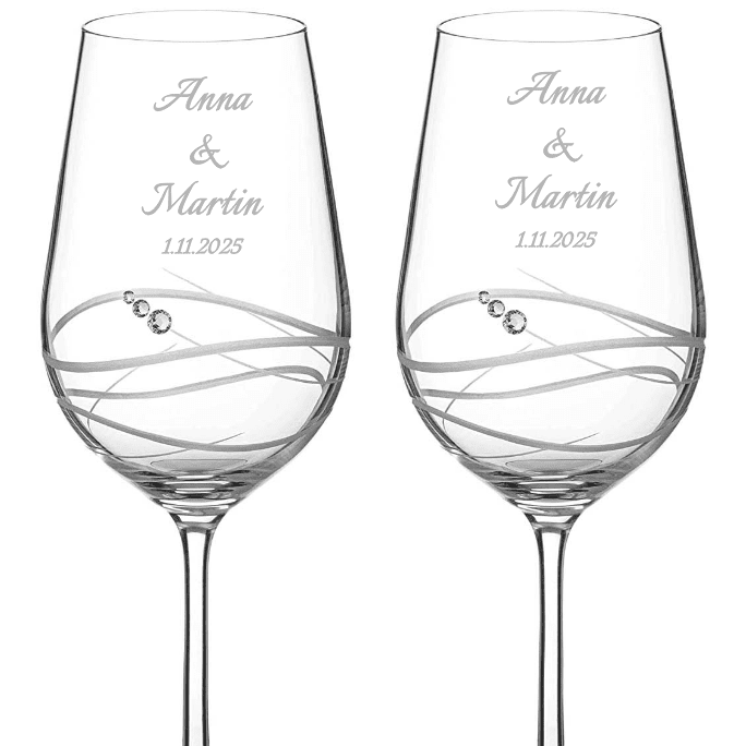 Dekorant Svatební sklenice na červené víno Venezia s krystaly Swarovski 470 ml 2KS