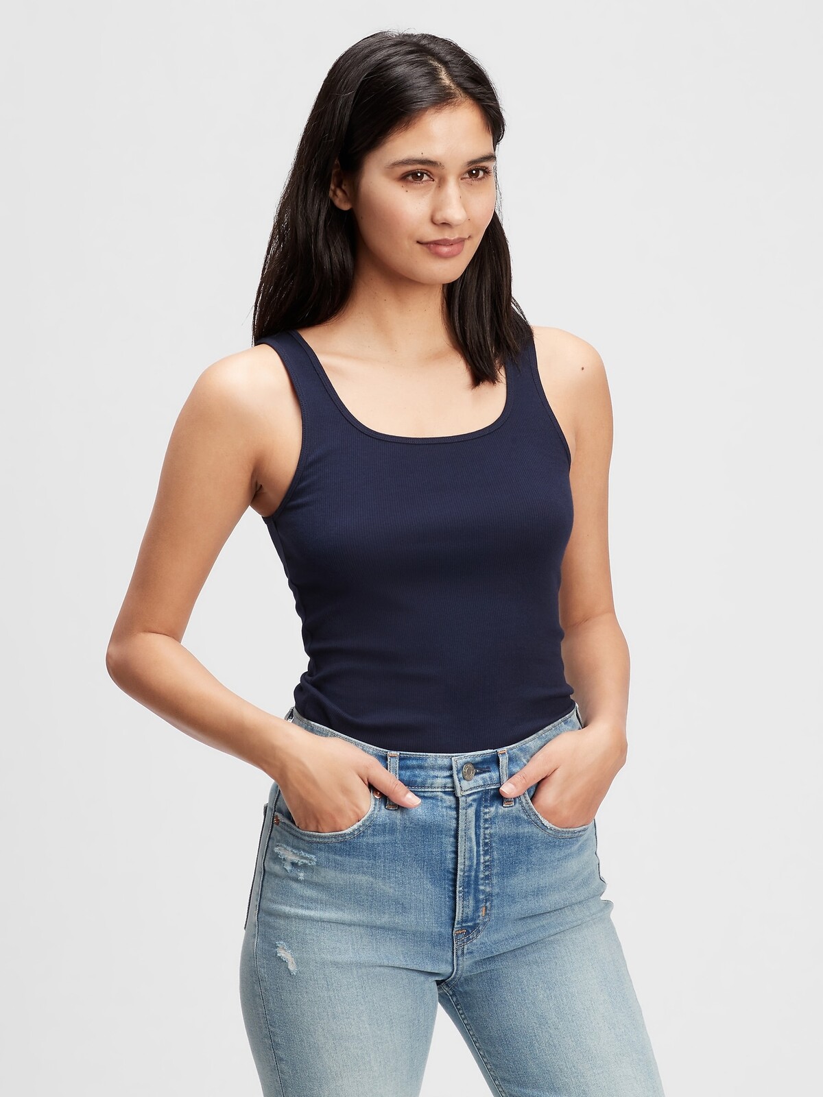 GAP Tílko ribbed tank top - Dámské