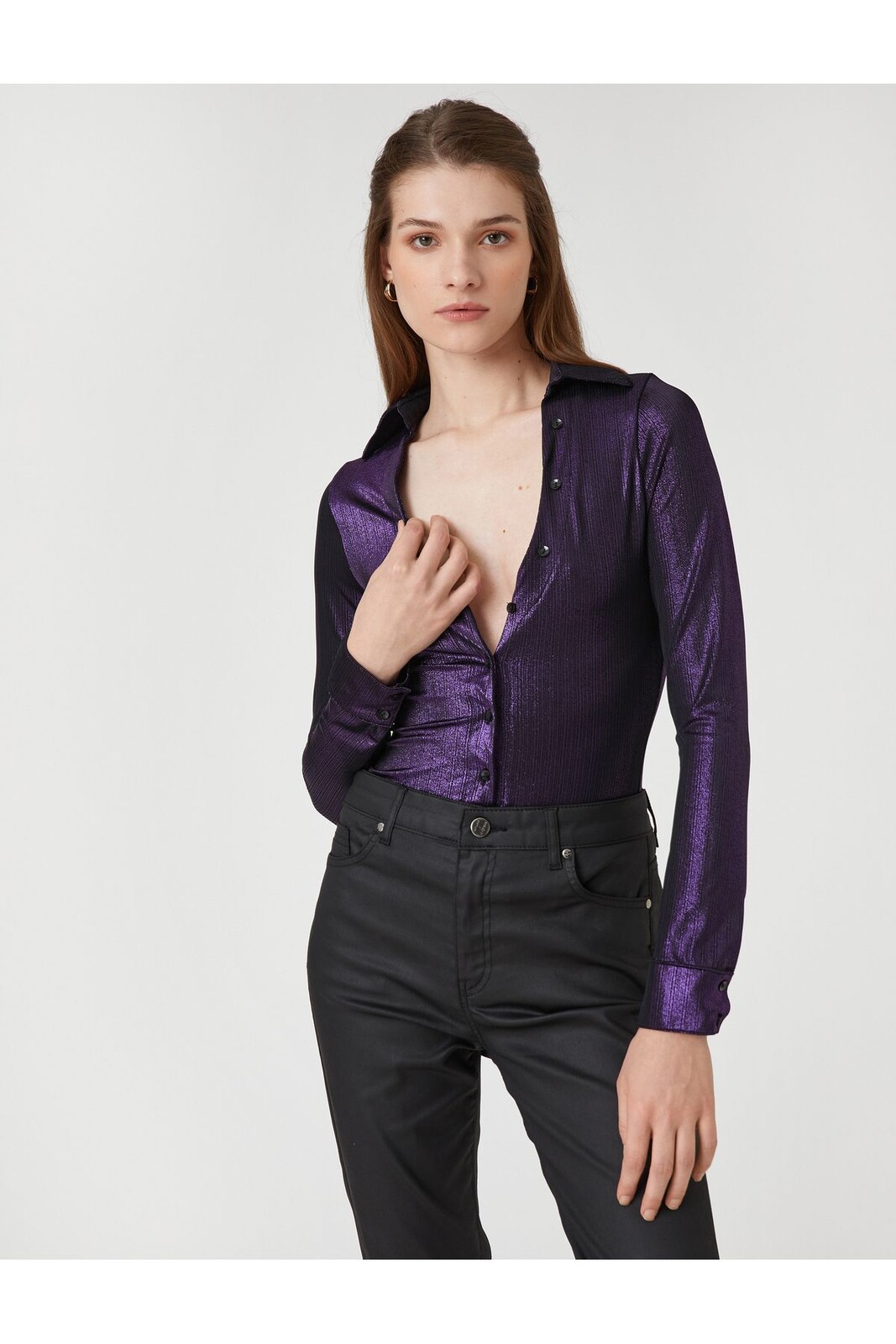 Koton Glittered Low Cut Slim Fit Shirt