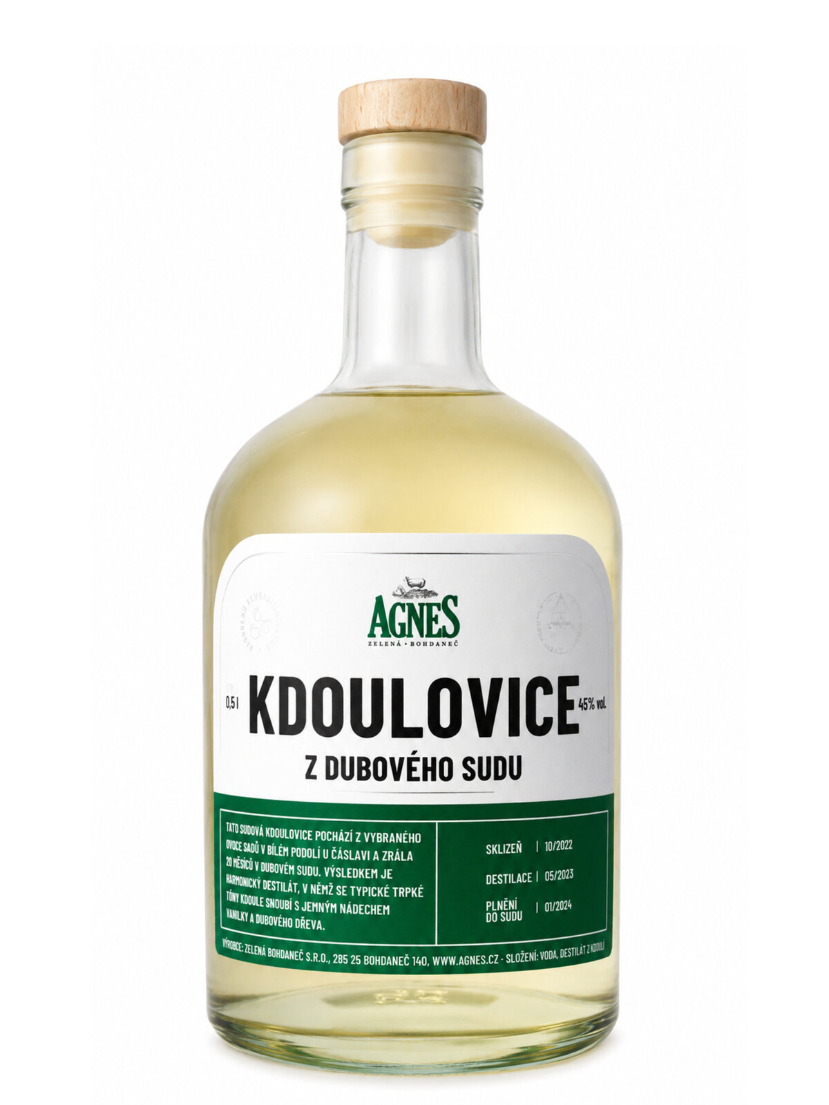 Agnes Zelená Bohdaneč Agnes Kdoulovice z dubového sudu 45% 0,5l