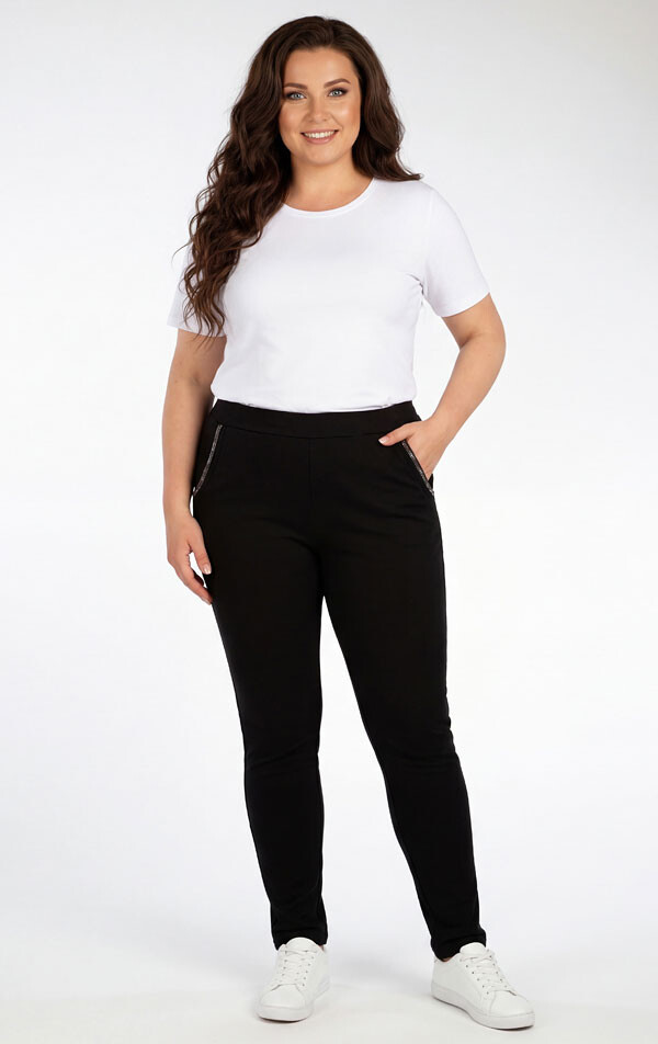Dámské kalhoty pro plnoštíhlé plus size 5g248 černá litex xl