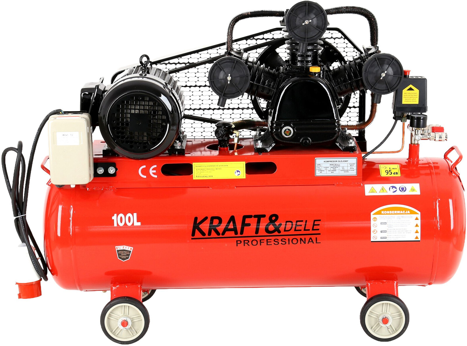 KRAFT&DELE Olejový kompresor 100 l, 3 písty, 400 V KD405