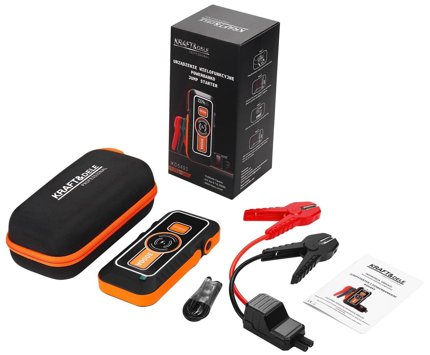KRAFT&DELE Startovací zdroj / powerbanka 16 000 mAh s pouzdrem KD5493