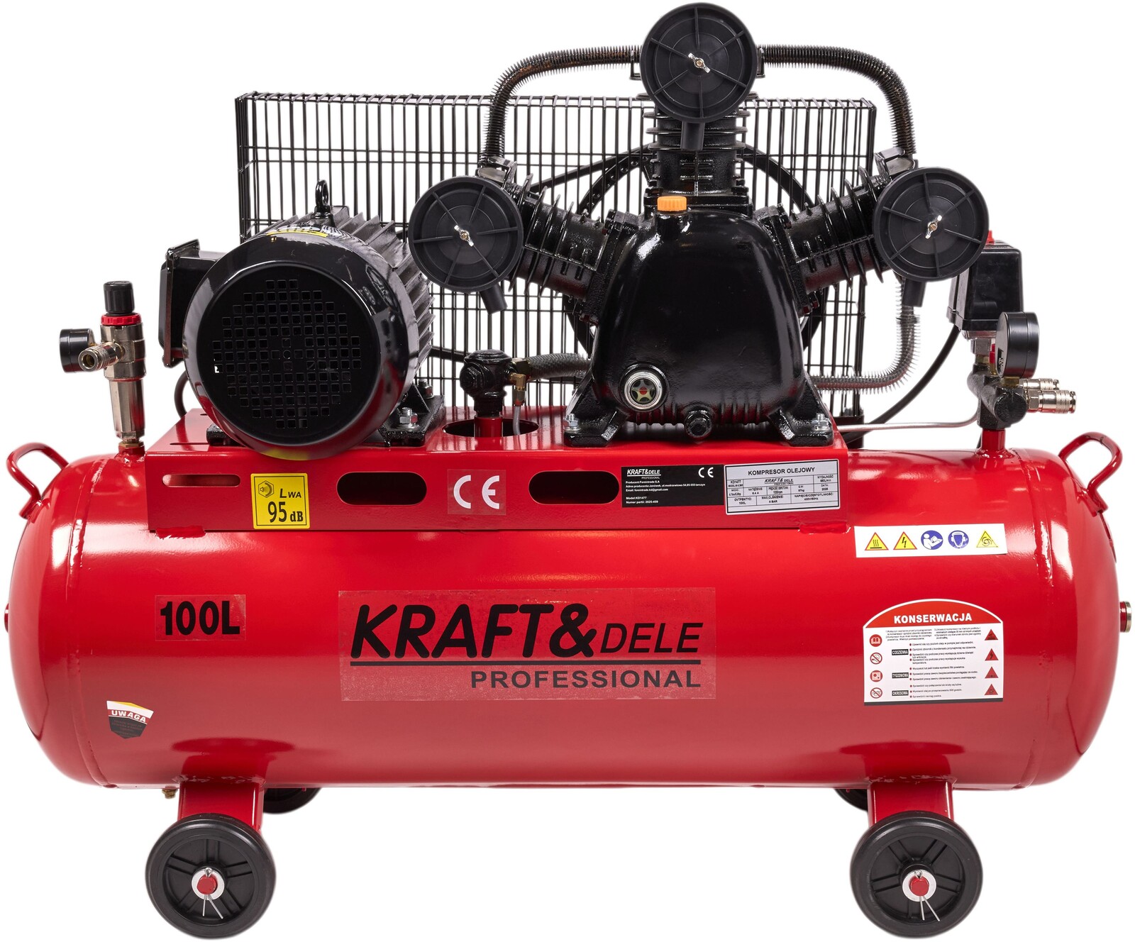 KRAFT&DELE Olejový kompresor 100 l, 3 písty, 400 V + odlučovač KD1477