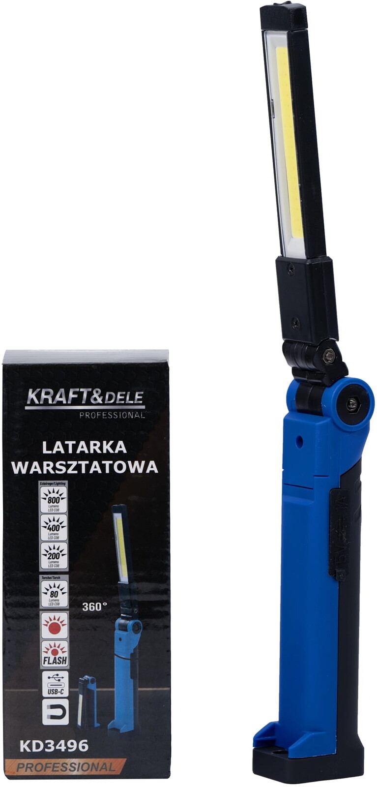 KRAFT&DELE LED dílenská svítilna s USB-C 200/400/800 lm + výstražné světlo KD3496