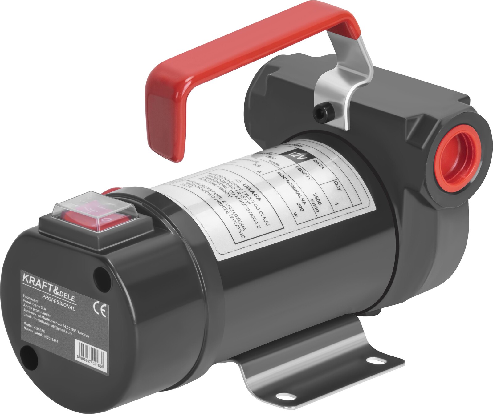 KRAFT&DELE Palivové čerpadlo 12 V, 200 W, 55 l/min + pistole KD5536