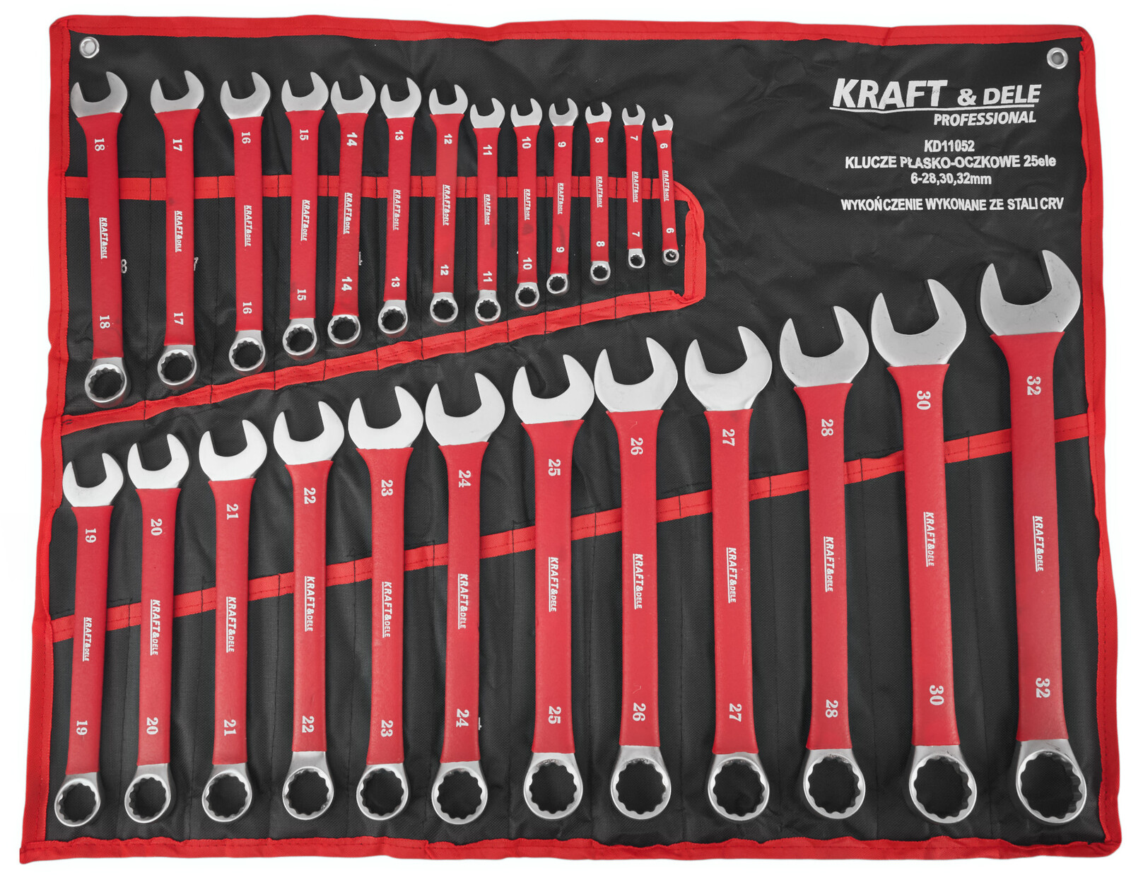 KRAFT&DELE Sada plochých klíčů s očkem, 25 ks, 6–32 mm, CRV KD11052