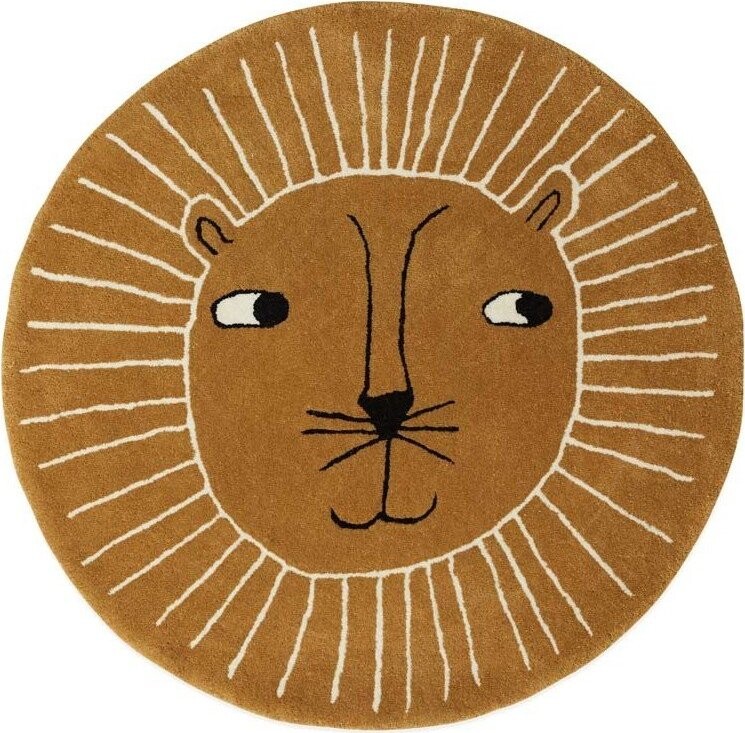 Hnědý dětský koberec s příměsí vlny ø95 cm Lion – OYOY Mini