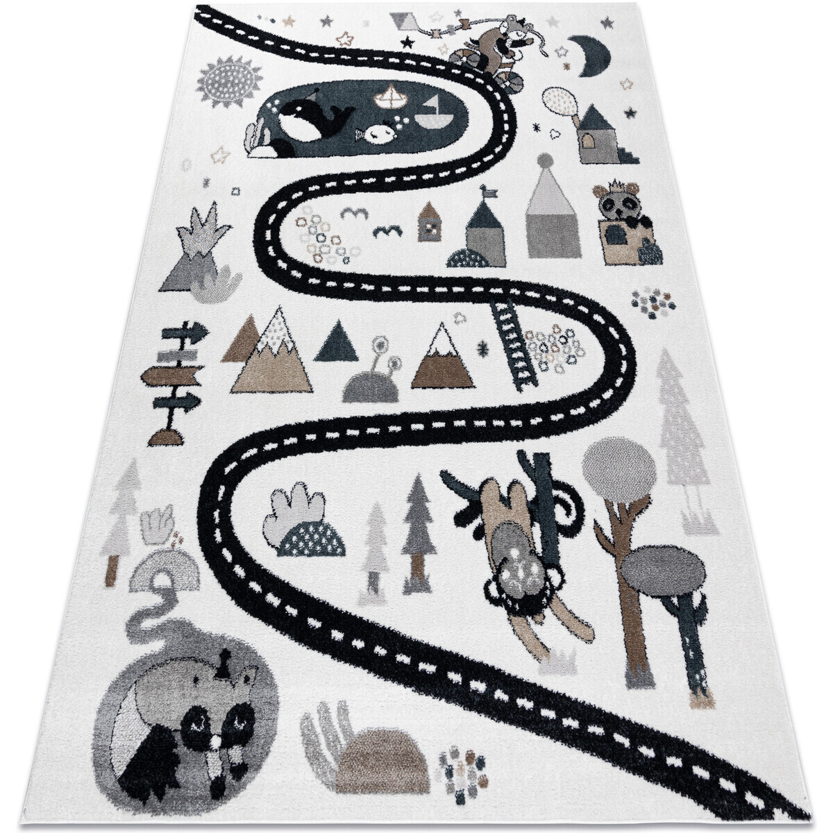 Rugsx  Koberec FUN Route pro děti, ulice, zvířata 120x170 cm  Béžová