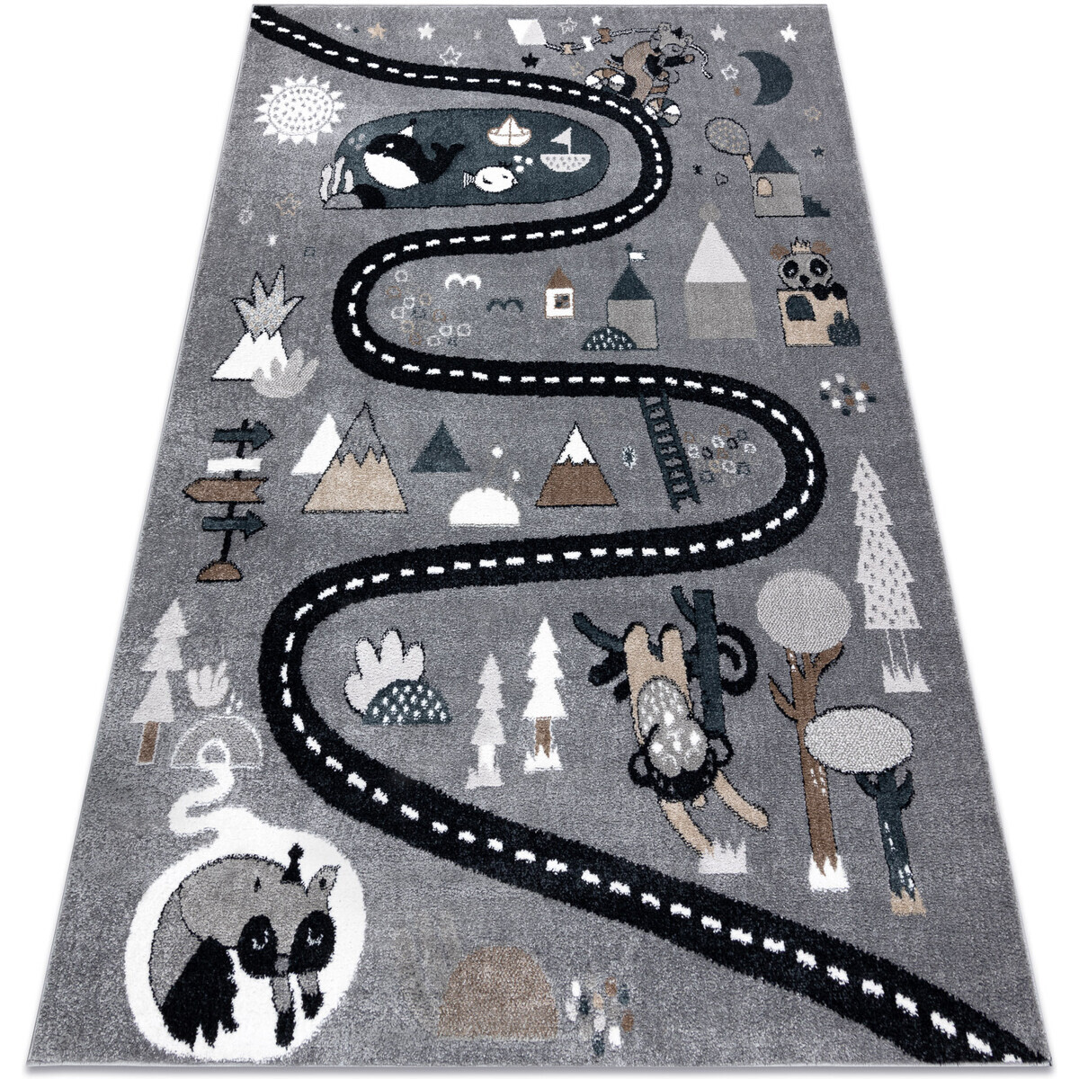 Rugsx  Koberec FUN Route pro děti, ulice, zvířata 180x270 cm  Šedá