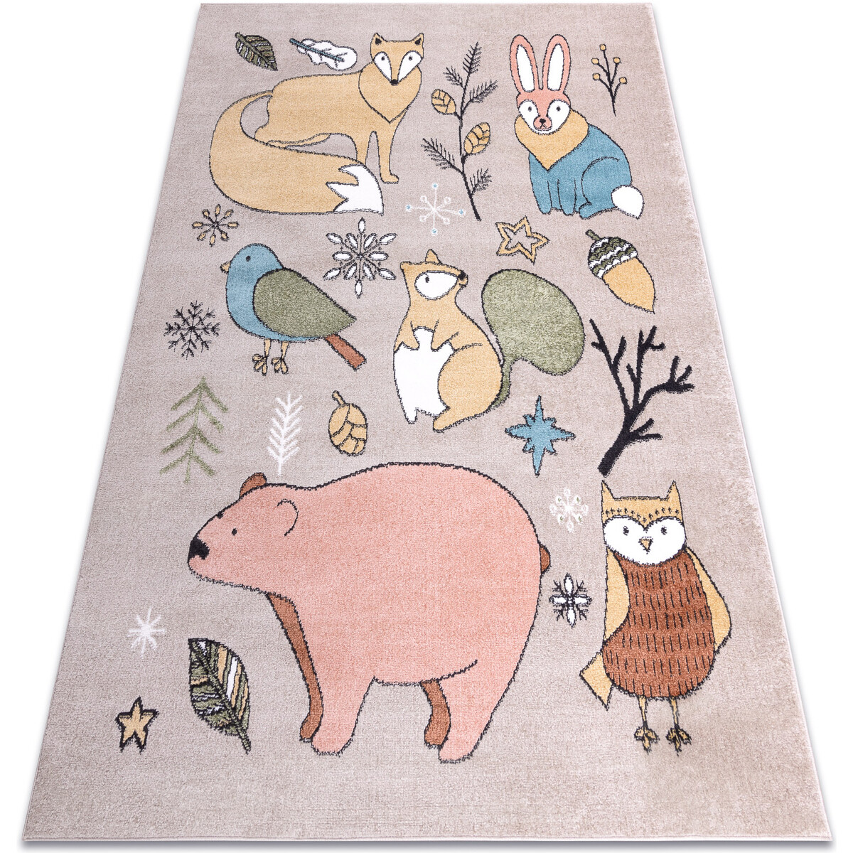 Rugsx  Koberec FUN Forester pro děti, zvířata, lesní 140x190 cm  Béžová