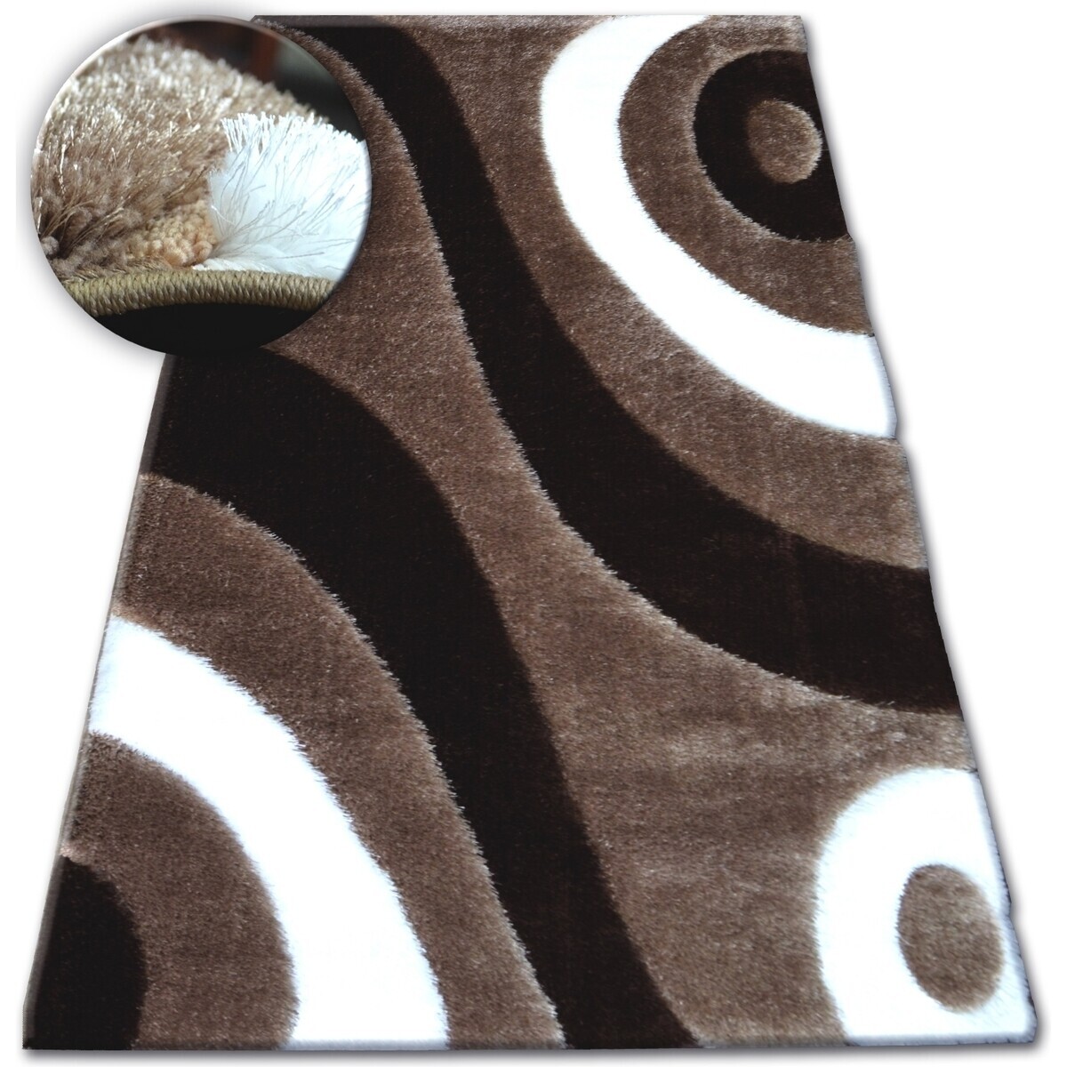 Rugsx  Koberec Shaggy SPACE 3D B314 světle hnědá 80x150 cm  Hnědá